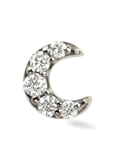  Lark & Berry 14kt White Gold Mini Moon Diamond Stud Earring - Silver 