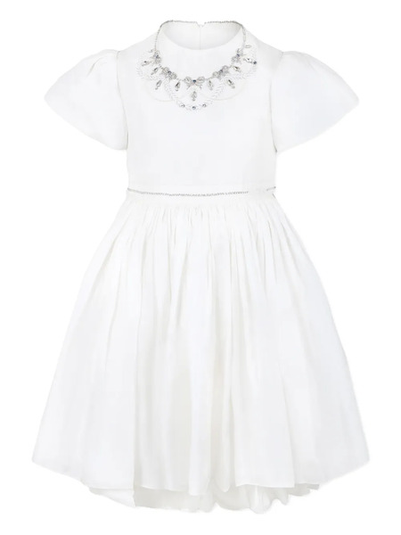  Làtara Embroidered-collar Silk Dress - White 