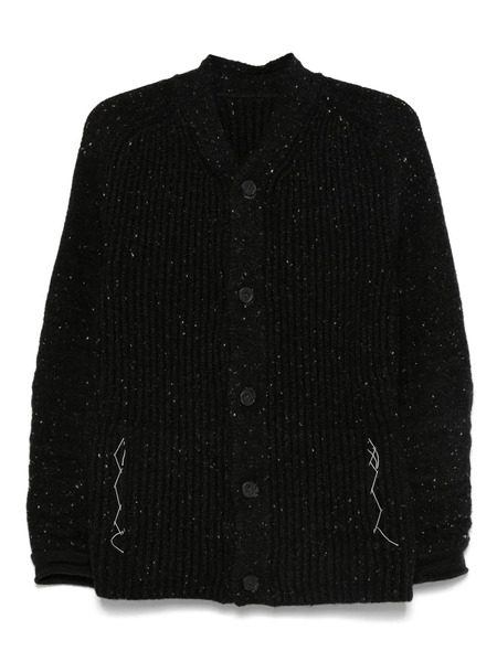  Layer Zero Button-fastening Ribbed Cardigan - Black 