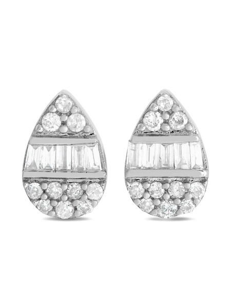  Lb Exclusive 14k White Gold Diamond Stud Earrings - Silver 
