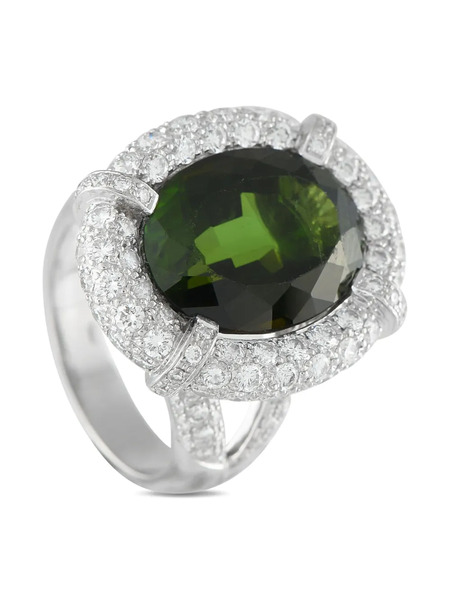 Lb Exclusive 18k White Gold Diamond Tourmaline Ring - Silver 