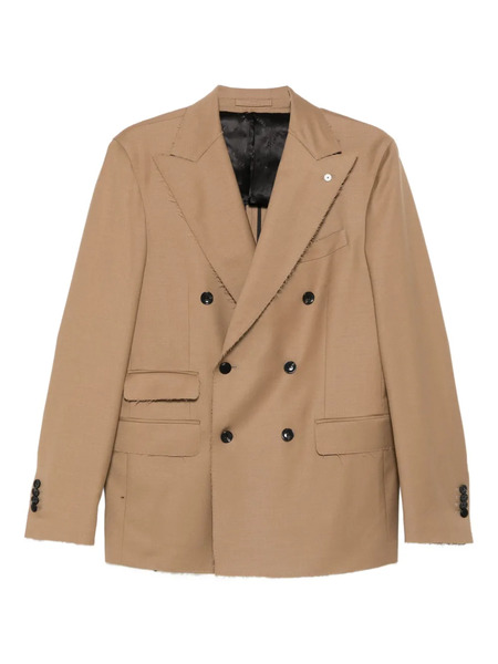  L.b.m. 1911 Double-breasted Frayed-edge Blazer - Brown 
