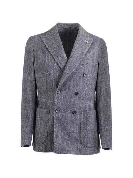  L.b.m. 1911 Herringbone Double-breasted Blazer - Blue 