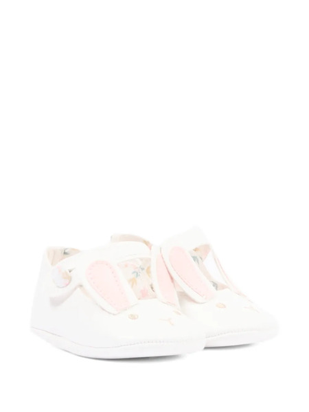  Le Boo Beebè Bunny Applique Ballerinas - White 