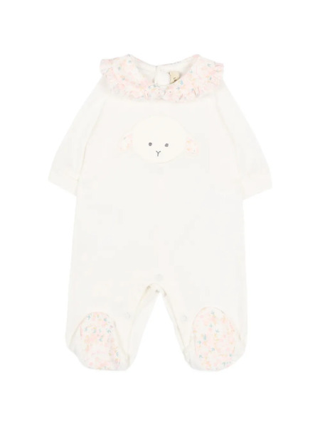  Le Boo Beebè Ruffled Appliqué Babygrow - White 