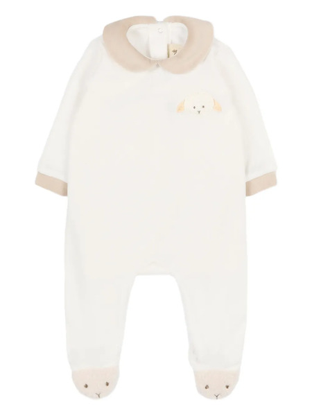  Le Boo Beebè Sheep-embroidered Babygrow - White 