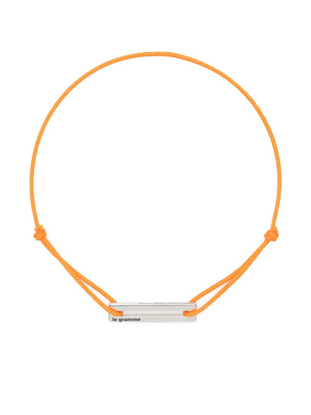  Le Gramme Punched Sterling Silver Cord Bracelet - Orange 