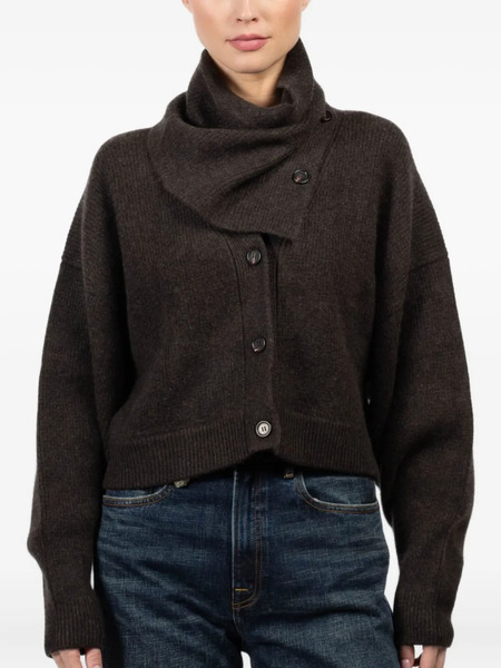  Le Kasha Button-fastening Funnel-neck Cardigan - Brown 
