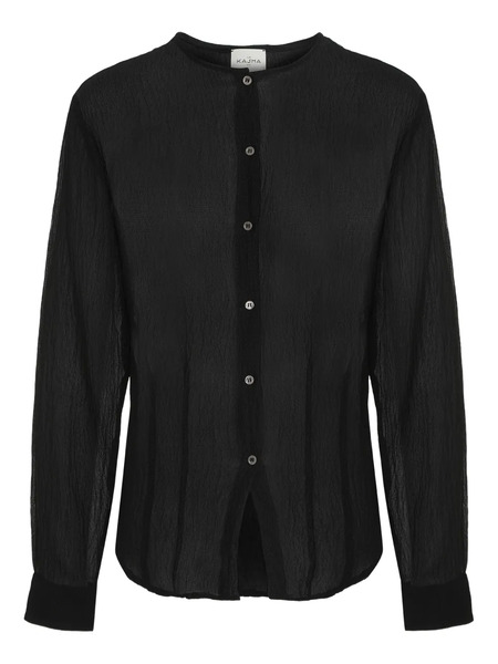  Le Kasha Buttoned Long-sleeve Blouse - Black 