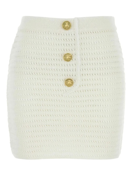  Le Kasha Crochet Button-embellishment Mini Skirt - White 