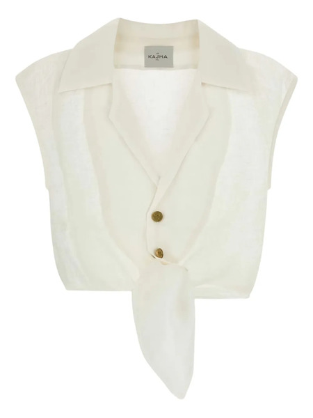 Le Kasha Sanabo V-neck Blouse - White 