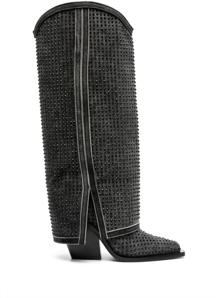  Le Silla Andy 100mm Crystal-embellished Boots - Black 