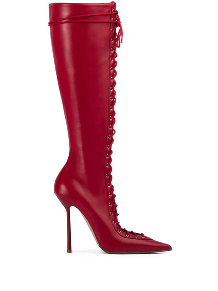  Le Silla Colette 120mm Lace-up Leather Boots - Red 