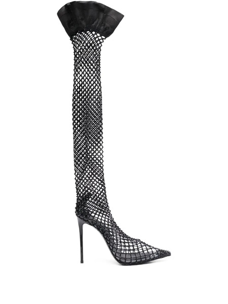  Le Silla Gilda Fishnet Thigh-high Boots - Black 