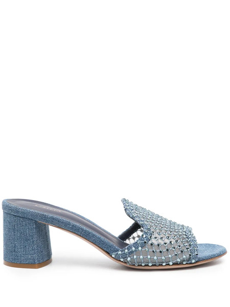  Le Silla Gilda 65mm Crystal-embellished Mules - Blue 