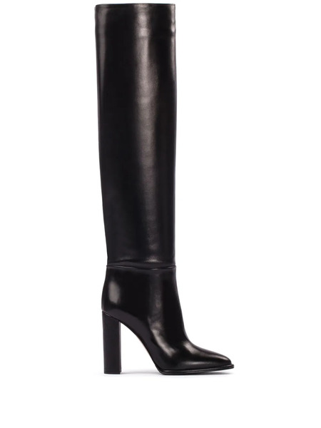  Le Silla 110mm Elsa Block-heel Leather Boots - Black 