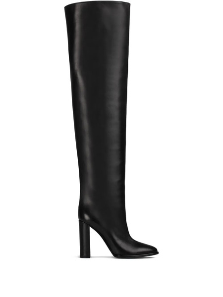  Le Silla 110mm Elsa Block-heel Leather Boots - Black 