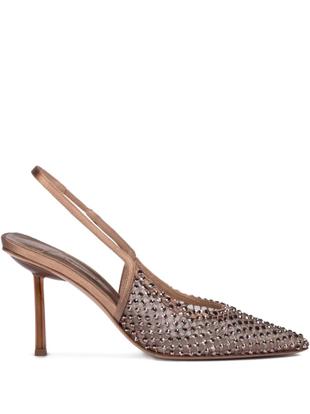  Le Silla 80mm Gilda Crystal-embellished Slingback Pumps - Brown 