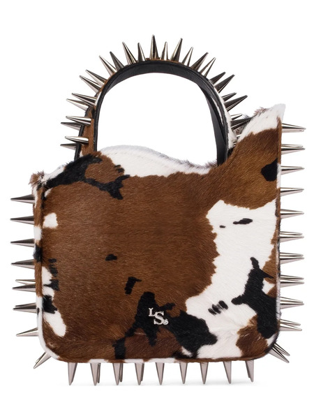  Le Silla Small Ivy Cowhide Spike-embellished Tote Bag - Brown 