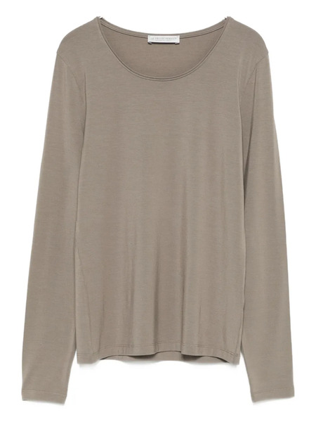 Le Tricot Perugia Crew Neck Blouse - Brown 