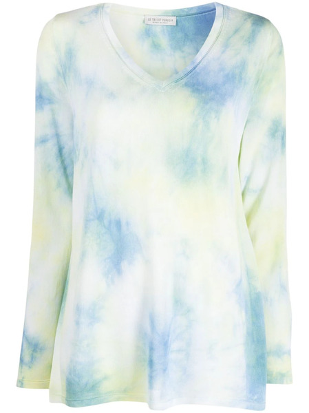  Le Tricot Perugia Tie-dye Print Long-sleeve Top - Blue 