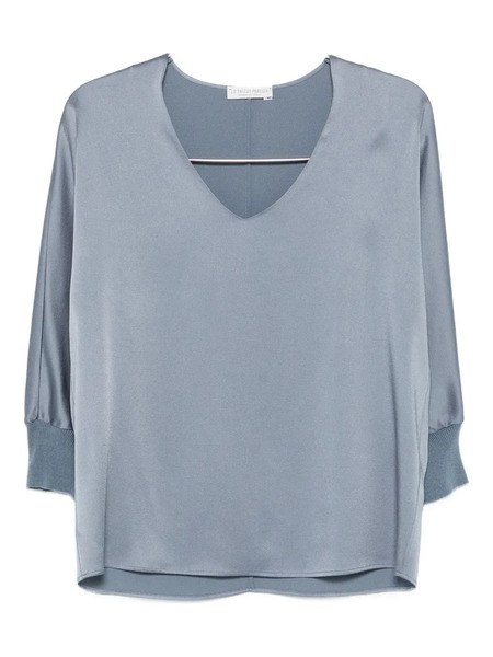  Le Tricot Perugia V-neck Blouse - Blue 
