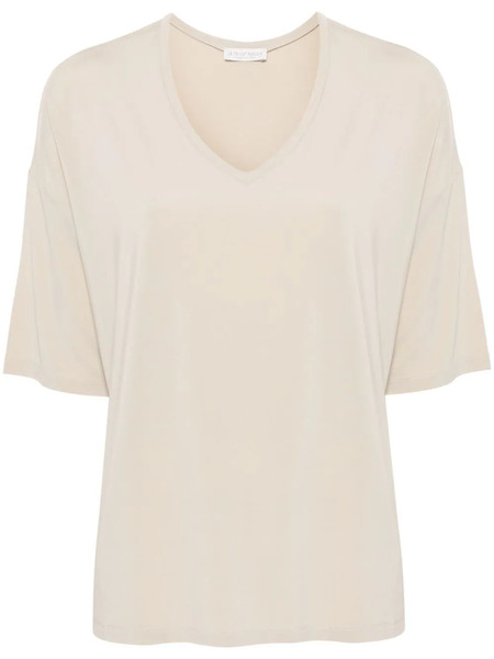  Le Tricot Perugia V-neck Drop-shoulder T-shirt - Neutrals 