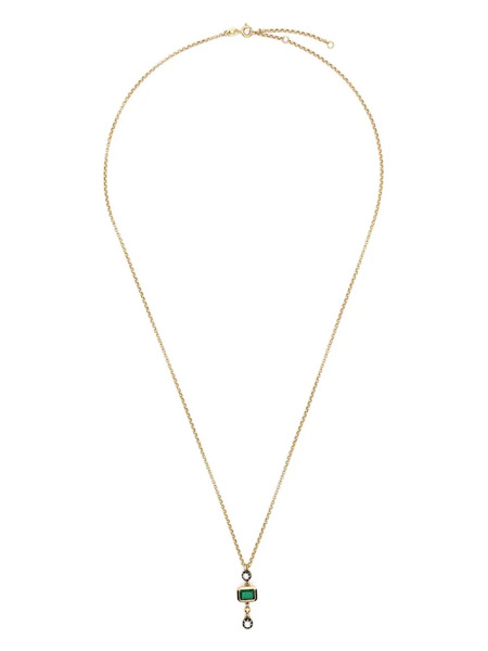 Leandra 18ky Yellow Gold Alegra Emerald And Diamonds Necklace 