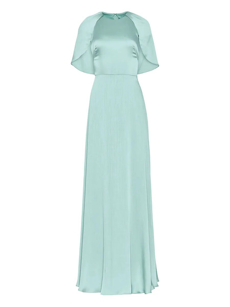  Lela Rose Capele-sleeve Plissé Gown - Blue 