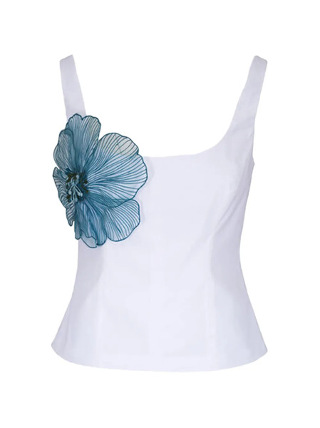  Lela Rose Floral Sleeveless Blouse - White 