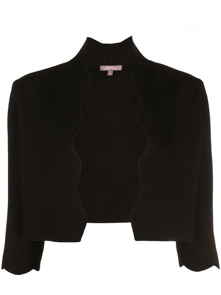  Lela Rose Wavy Trim Cropped Jacket - Black 