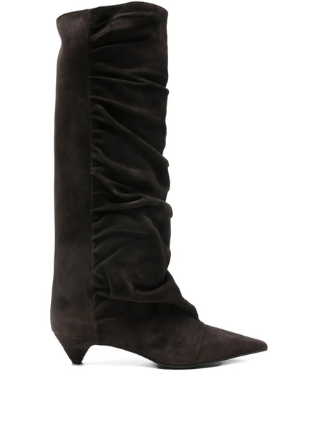  Lella Baldi Ruched Suede Knee-high Boots - Brown 