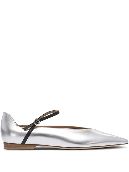  Lella Baldi Théa Pointed-toe Leather Flats - Silver 