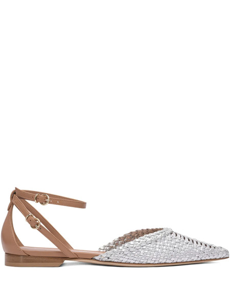  Lella Baldi Woven Leather Ankle-strap Pumps - Silver 