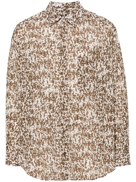  Lemaire Abstract-print Cotton Shirt - Neutrals 