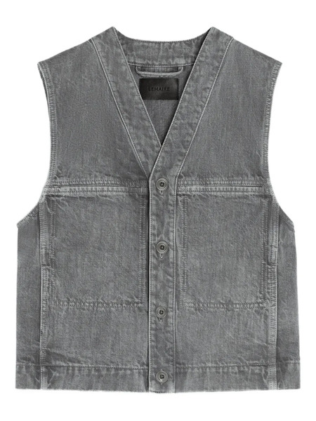  Lemaire Button-fastening Denim Gilet - Grey 