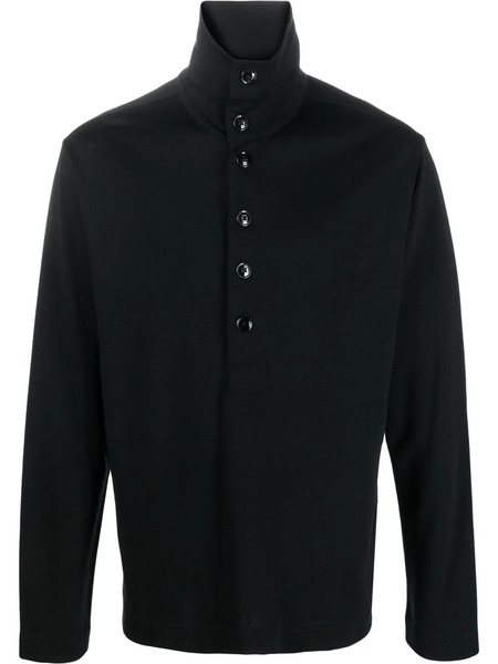  Lemaire Buttoned-up High-neck Sweater - Black 