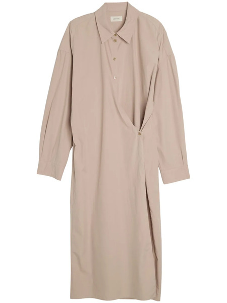  Lemaire Classic-collar Wrap Midi Dress - Neutrals 