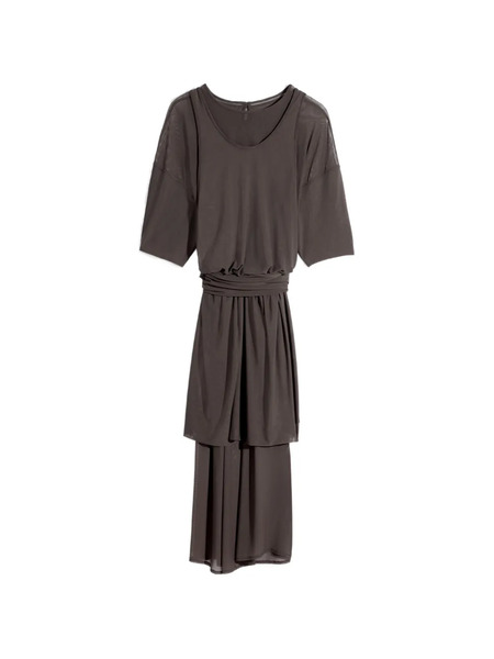  Lemaire Draped Mesh Double Layer Dress - Brown 