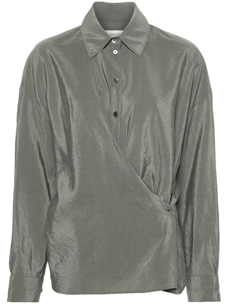  Lemaire Draped Silk Blend Shirt - Green 
