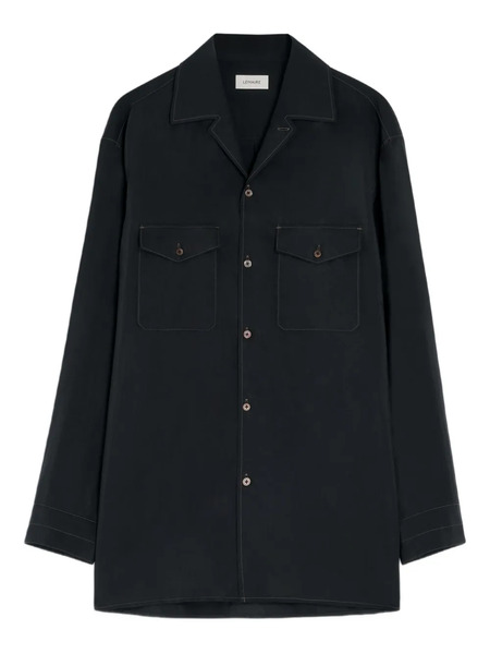  Lemaire Notched-collar Fla-pocket Shirt - Black 