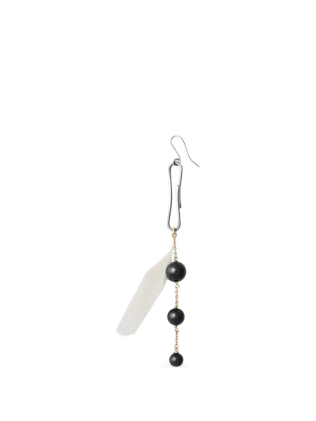  Lemaire Onyx Feather Dot Earrings - Silver 