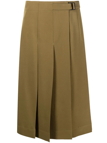  Lemaire Pleated Wool Wrap Skirt - Green 
