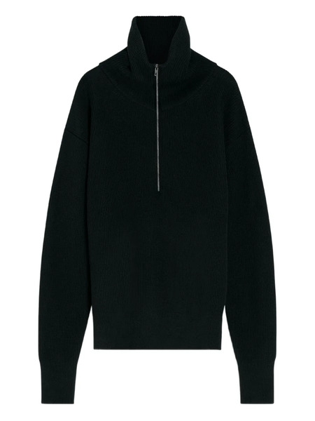  Lemaire Ribbed Half-zip Sweater - Black 