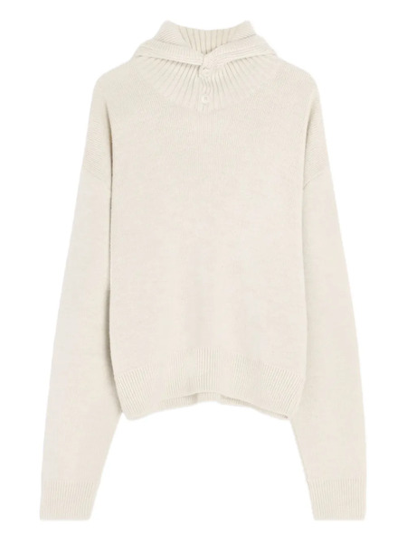  Lemaire Ribbed-trim Hoodie - Neutrals 