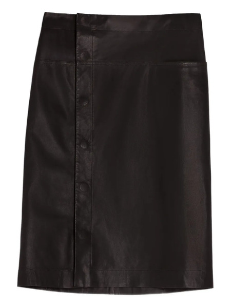  Lemaire Snap-fastening Leather Skirt - Black 