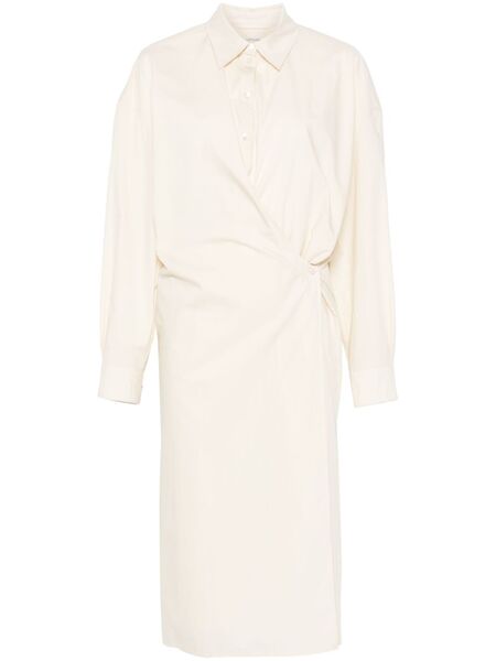  Lemaire Straight-collar Twisted Midi Dress - Neutrals 