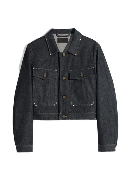  Lemaire Studded Cropped Denim Jacket - Blue 
