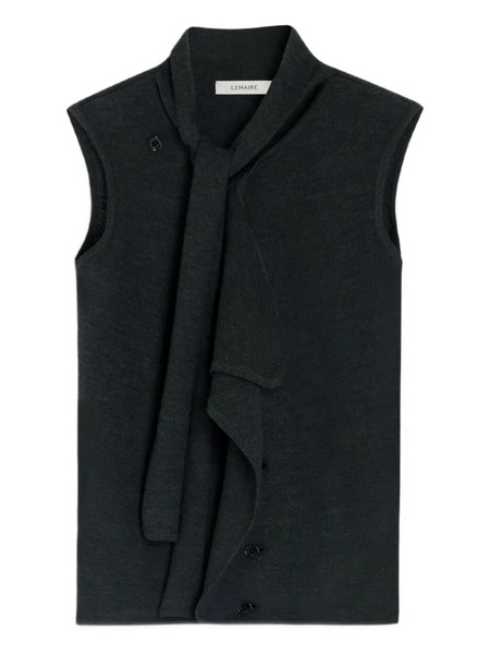  Lemaire Tie-neck Asymmetrical Sleeveless Cardigan - Grey 