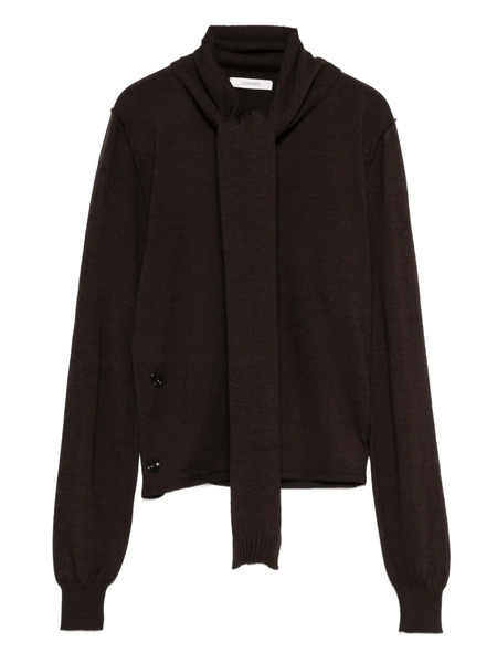  Lemaire Tie-neck Button-detail Top - Brown 
